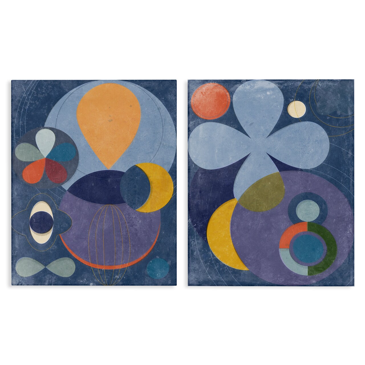 Stupell Industries Retro Mixed Shapes 2pc Canvas Wall Art Set Design by Victoria Barnes